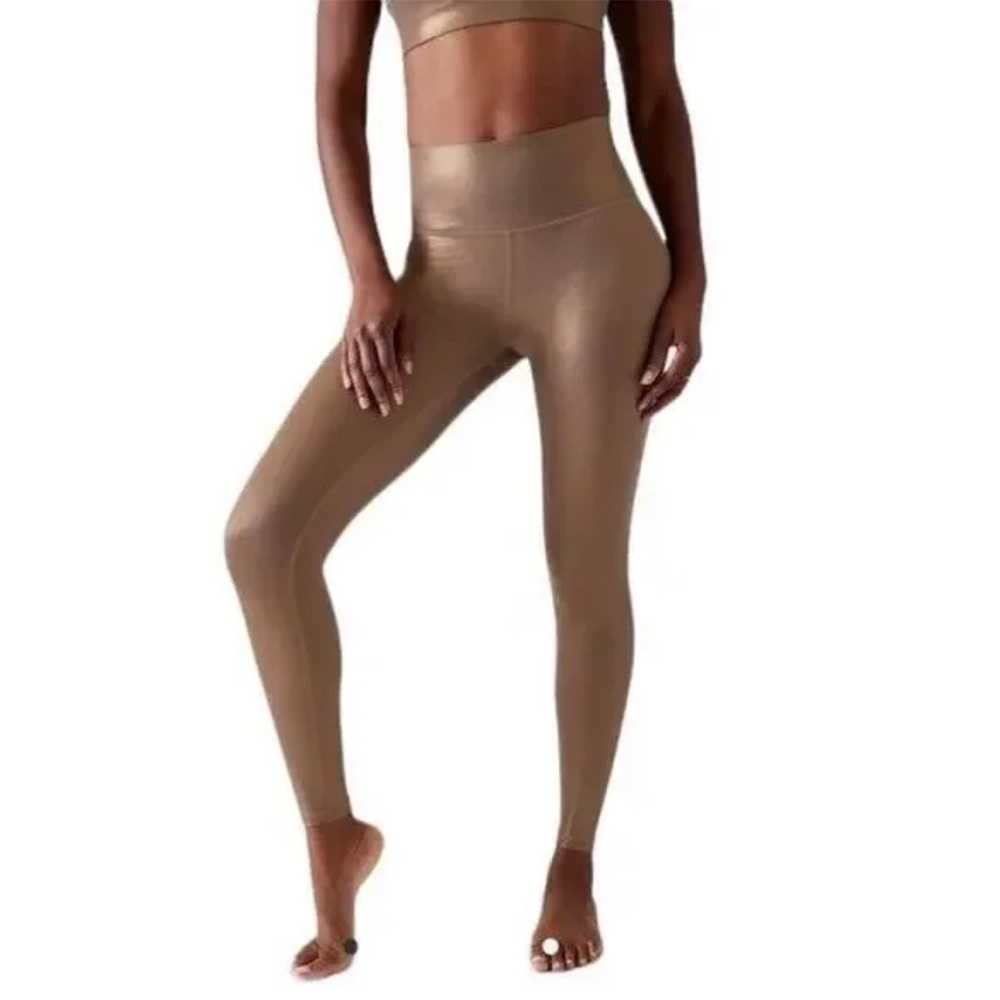 Athleta Metallic High Rise Elation Tight Gold Legging Activewear